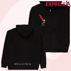 Qotsa Store Merch Lightning Bolt Black Zip Hoodie