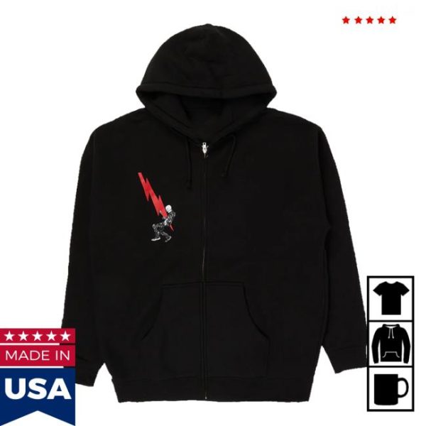 Qotsa Store Merch Lightning Bolt Black Zip Hoodie