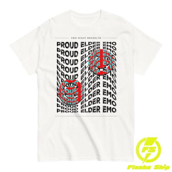 Emonightbk Store Merch White Proud Elder Emo Smiley Shirt