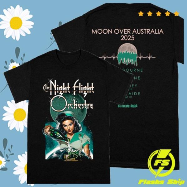 Imprint Merch Store Night Flight Orchestra Moon Over Australia 2025 Tour T-Shirt
