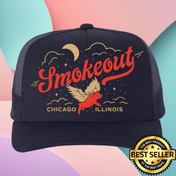 Windy City Smokeout Store Merch Navy Flying Pig Trucker Hat