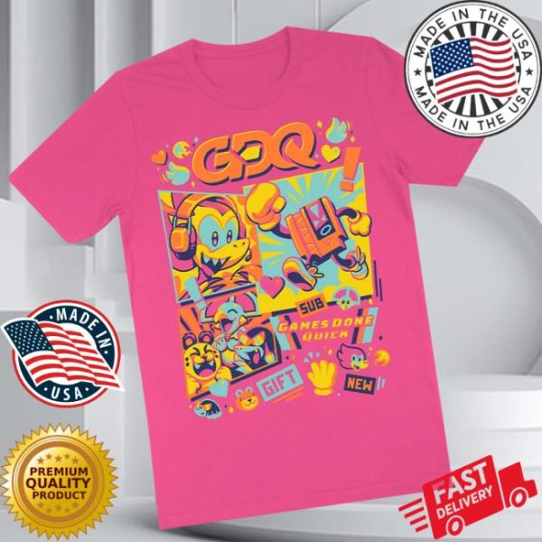 Fangamer Store Merch Games Done Quick Gdq Marathon Mascots Shirt