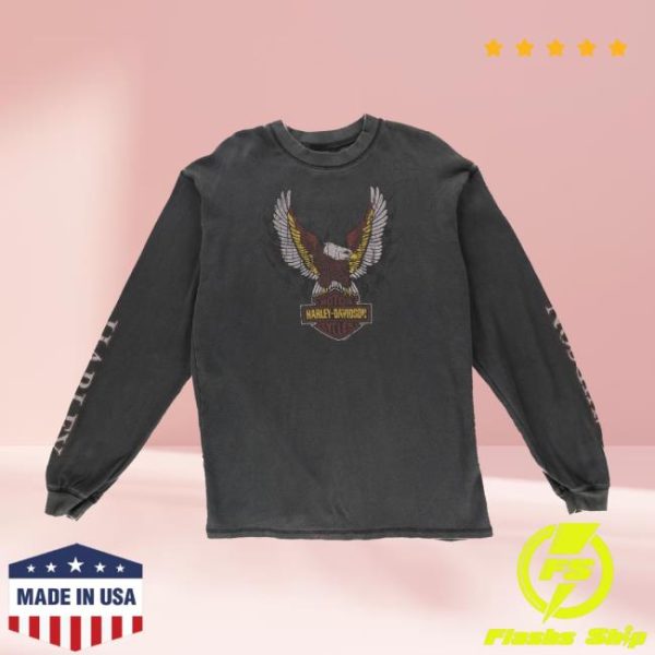Vintage Sole Store Merch Harley Davidson ‘Usa Made’ Grand Junction Graphic Grey Thermal Long Sleeve