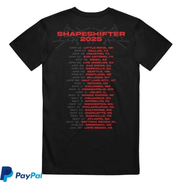 Merchnow Store Shop Memphis May Fire Metal Shapeshifter Tour Black T-Shirt