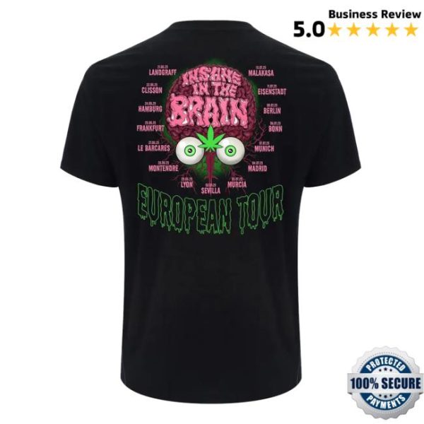 Cypress Hill Merch Store Shop Insane Brain Euro Tour Black Tee