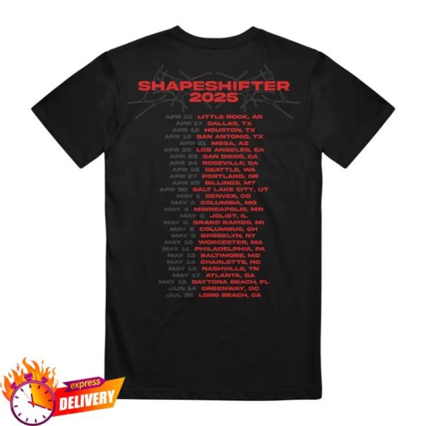 Merchnow Store Merch Memphis May Fire Metal Shapeshifter Tour Black T-Shirt
