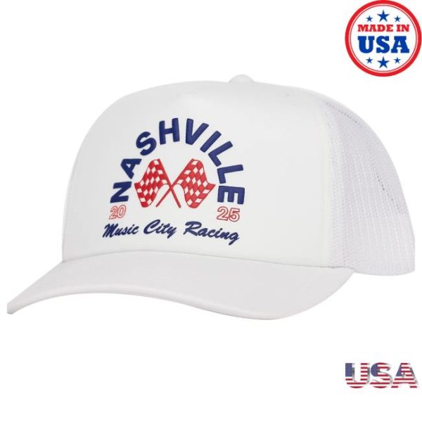 The Nash Collection Store Merch Nashville Racing Americana White Trucker