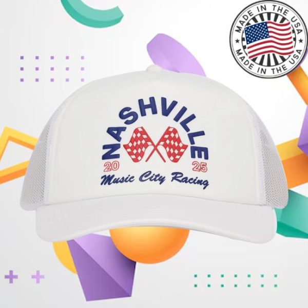 The Nash Collection Store Merch Nashville Racing Americana White Trucker