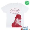 kenny shopgirl in red store merch do you listen white tee