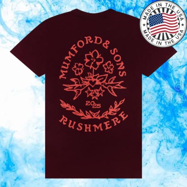 Mumford And Sons Store Merch Maroon Stamp Print T-Shirt
