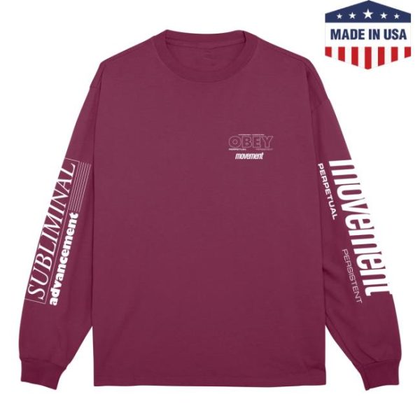 Obey Clothing Store Merch Persistent Movement Pigment Ls T-Shirt