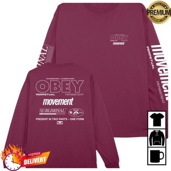 Obey Clothing Store Merch Persistent Movement Pigment Ls T-Shirt