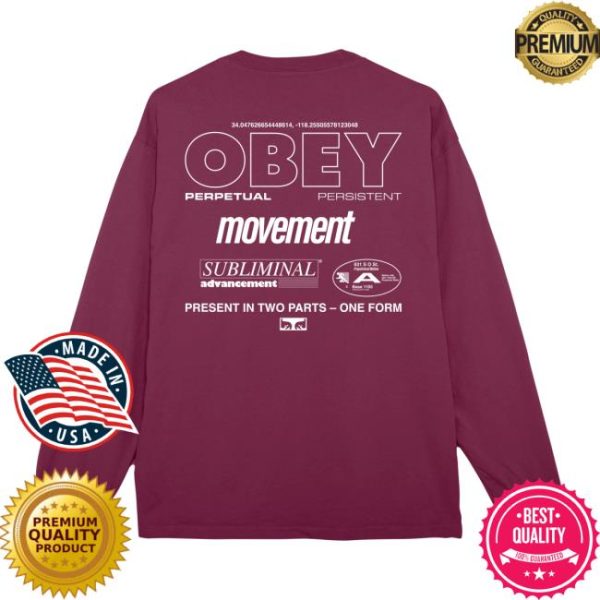 Obey Clothing Store Merch Persistent Movement Pigment Ls T-Shirt