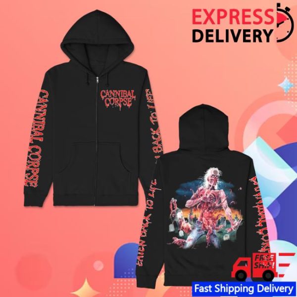 Cannibal Corpse Store Merch Eaten Back To Life Zip Up Black Hoodie