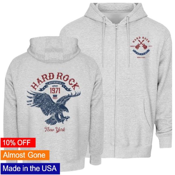 Hardrock Store Merch Adult Fit Eagle Zip In Gray Hoodie