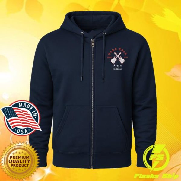 Hard Rock Store Merch Adult Fit American Eagle Guitar Zip-Up  In Navy Hoodie
