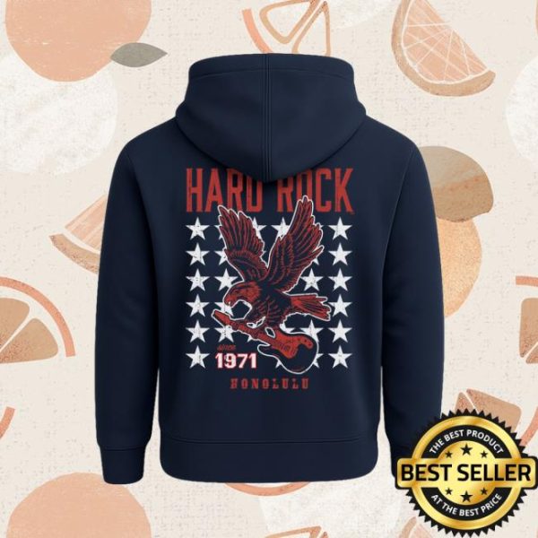 Hard Rock Store Merch Adult Fit American Eagle Guitar Zip-Up  In Navy Hoodie