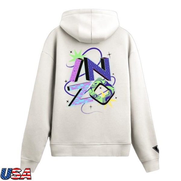 Inzo Merch Store Cosmic Typography Hoodie Bone