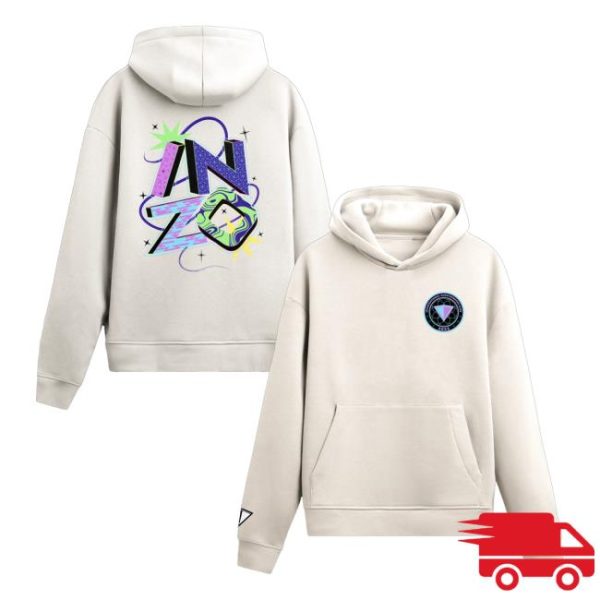 Inzo Merch Store Cosmic Typography Hoodie Bone