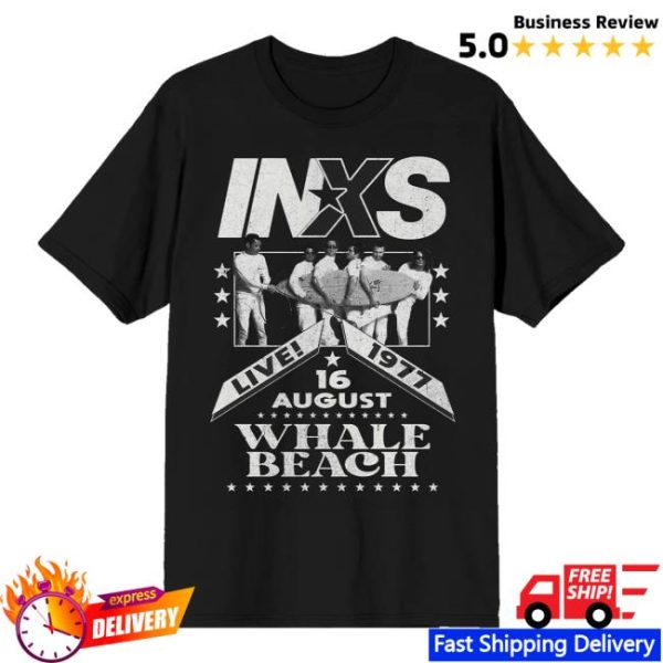 Inxs Store Merch Whale Beach 77 Flyer Black Tee