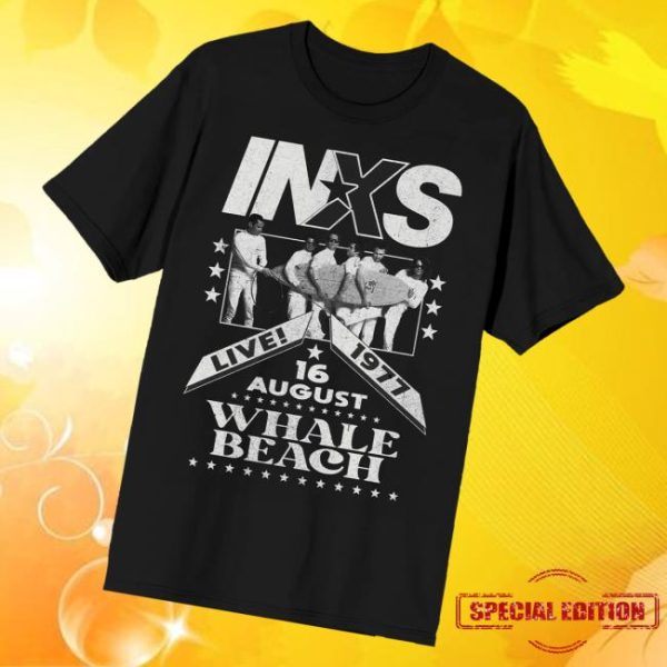 Inxs Store Merch Whale Beach 77 Flyer Black Tee