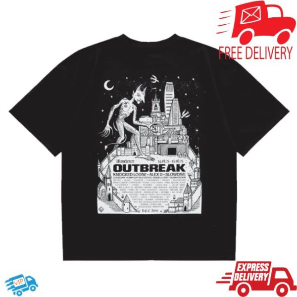 Outbreak Store Merch Outbreak® ’25 Manchester Line-Up Black T-Shirt