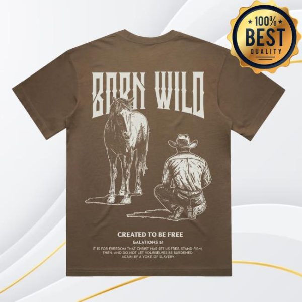 Riding High Ministries Merch Store Born Wild T-Shirt Brown