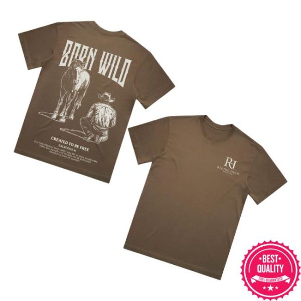 Riding High Ministries Merch Store Born Wild T-Shirt Brown