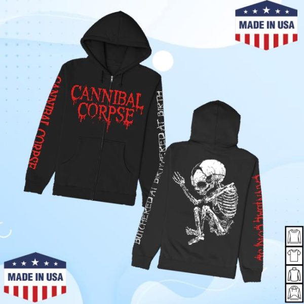 Cannibal Corpse Merch Store Butchered At Birth Fetus Zip Up Hoodie