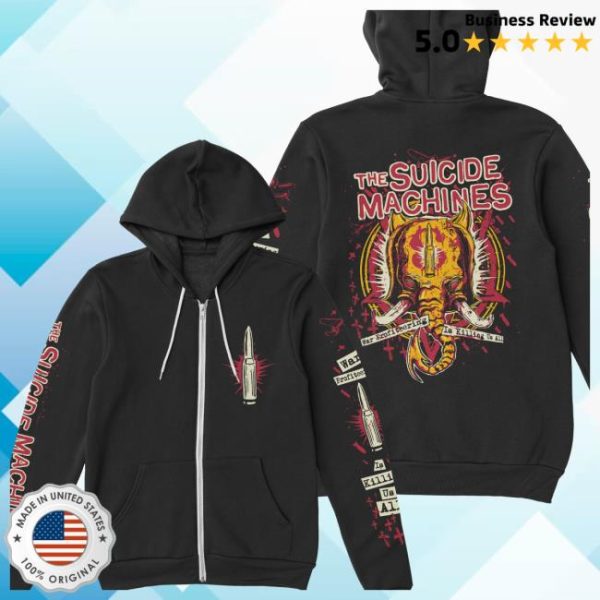 Suicide Machines Detroit Store Merch War Profiteering Is Killing Us All Long Zip-Up Hoodie