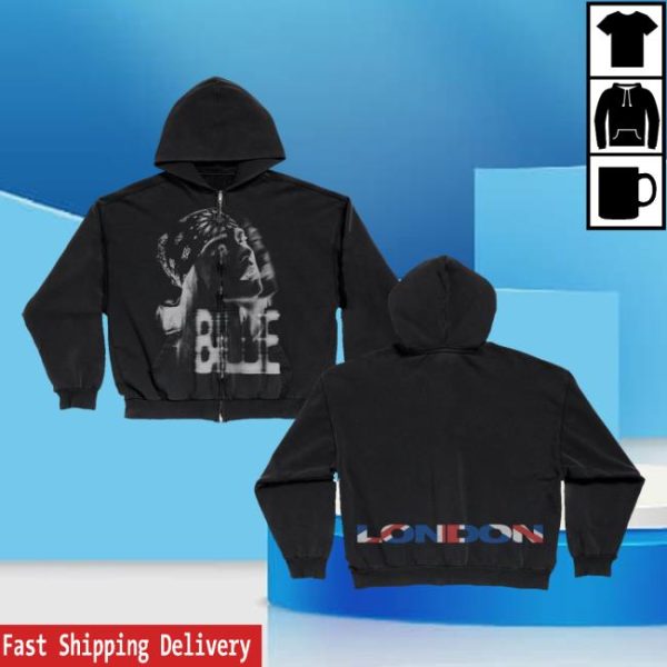 Billie Eilish Merch Store Shop London Flag Zip Hoodie
