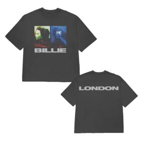 Billie Eilish Shop Merch Dual Photo London Washed Black T-Shirt