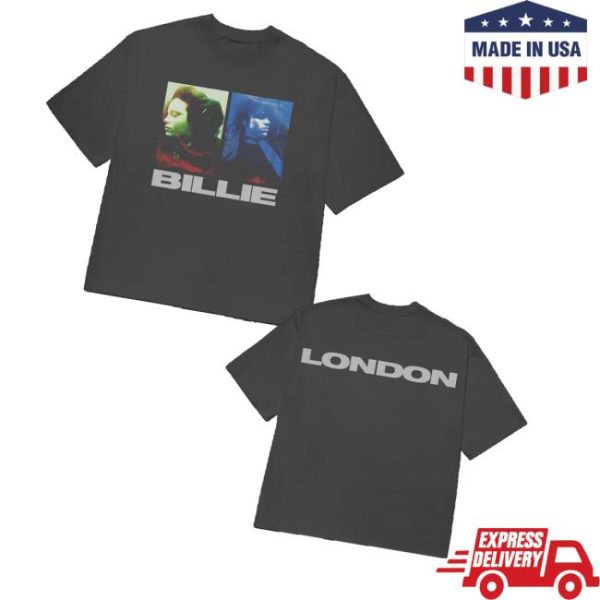 Billie Eilish Shop Merch Dual Photo London Washed Black T-Shirt