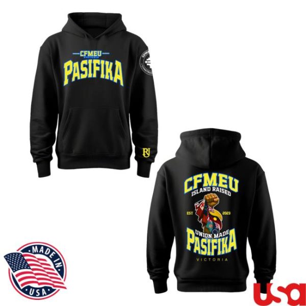 Cfmeu Merch Store Shop Pasifika Union Raised Yellow And Blue Hoodie