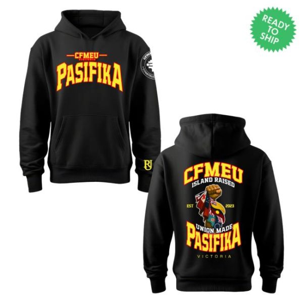 Cfmeu Merch Store Shop Pasifika Union Raised Yellow And Red Hoodie