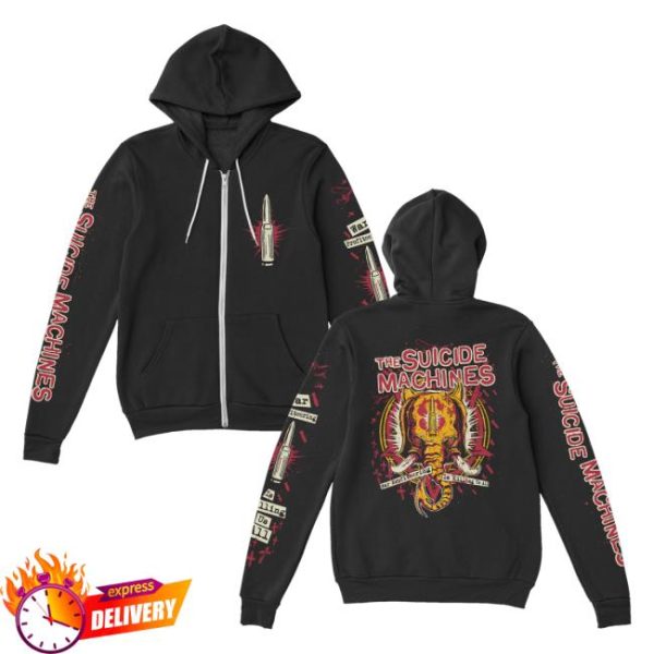 Suicide Machines Merch Store War Profiteering Is Killing Us All Long Zip-Up Hoodie