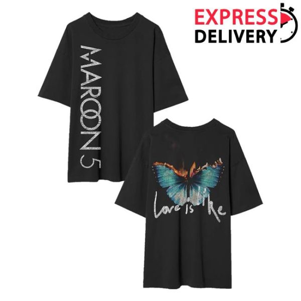 Maroon 5 Shop Store Merch Love Is Like Flaming Butterfly Tee