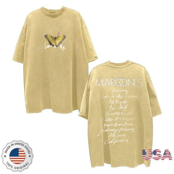 Maroon 5 Shop Store Merch Love Is Like Tee Yellow