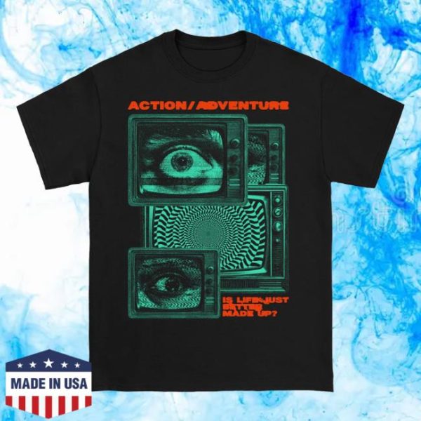 Pure Noise Store Merch Action Adventure Tv Static Black Tee