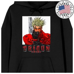 Bioworldmerch Store Trigun Vash With Gun Long Sleeve Black Adult Hooded Sweatshirt