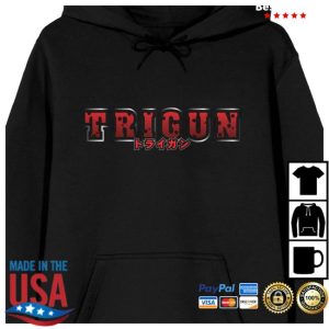 Bioworldmerch Store Trigun Kanji Logo Long Sleeve Black Adult Hooded Sweatshirt