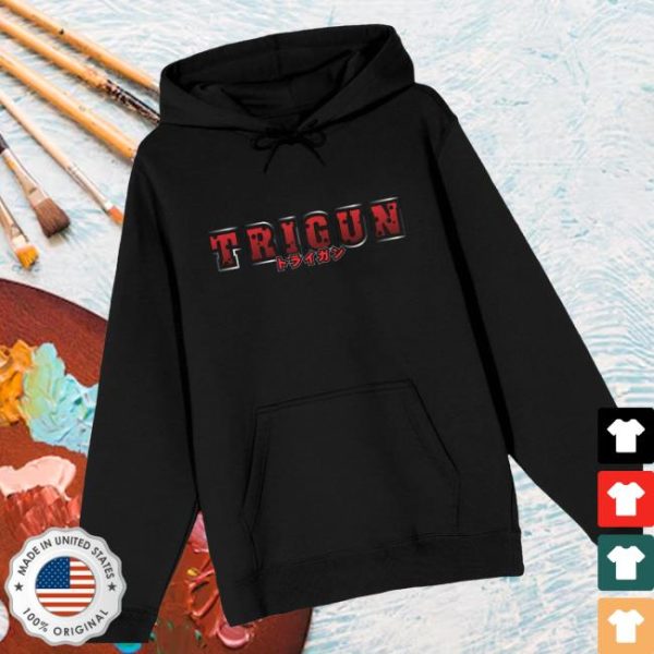Bioworldmerch Store Trigun Kanji Logo Long Sleeve Black Adult Hooded Sweatshirt