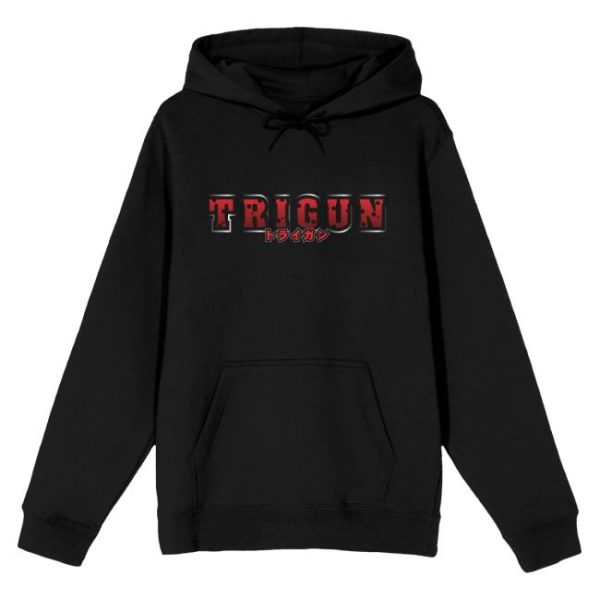 Bioworldmerch Store Trigun Kanji Logo Long Sleeve Black Adult Hooded Sweatshirt