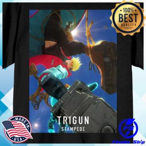 Bioworldmerch Store Trigun Stampede Vash The Stampede Crew Neck Short Sleeve Men’s Black T-Shirt
