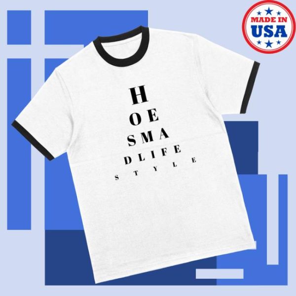 Hoesmad Store Merch Mens Eye Chart Poly Ringer Tee