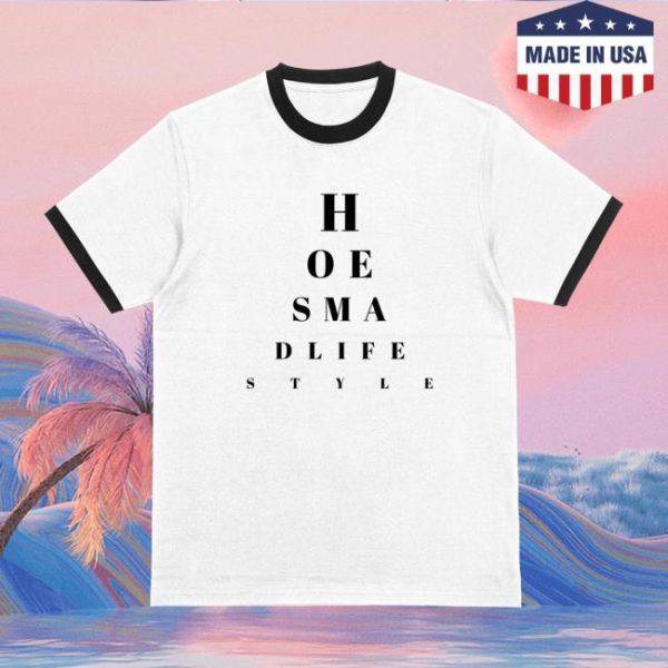Hoesmad Store Merch Mens Eye Chart Poly Ringer Tee