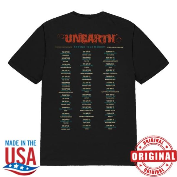 Unearth Merch Store Tour Date Tee