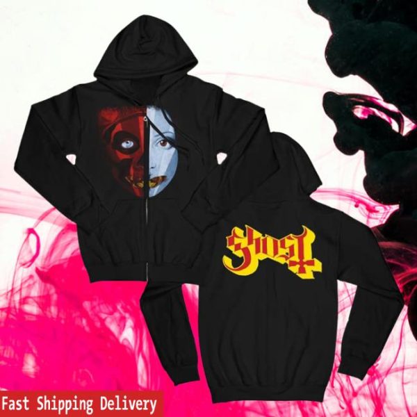 Ghost Store Merch Split Face Zip Hoodie