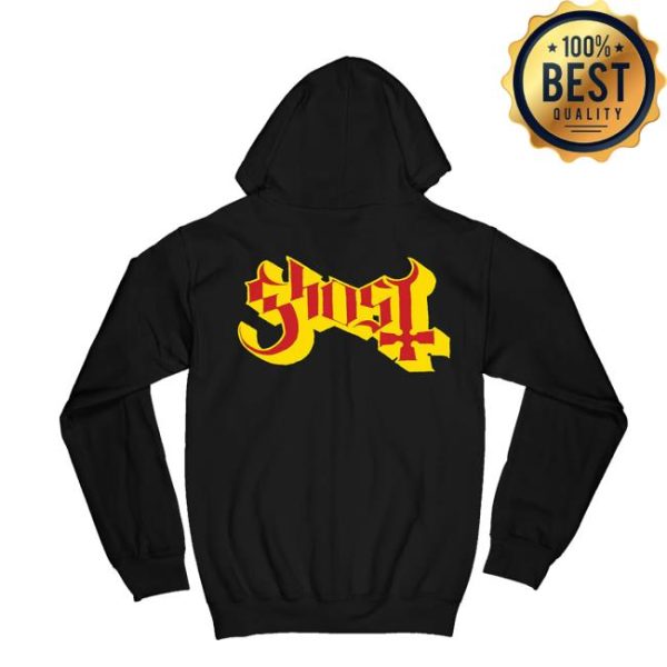 Ghost Merch Store Shop Split Face Zip Hoodie