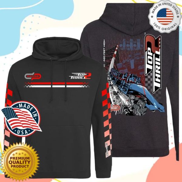 Cedar Fair Store Merch Cedar Point Top Thrill 2 Black Hooded Sweatshirt